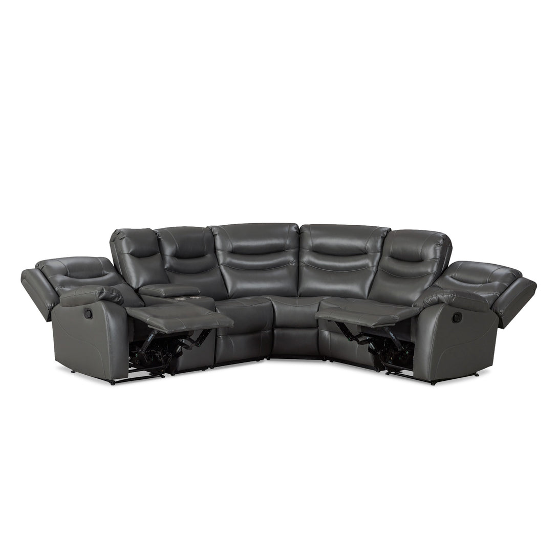 Silverdale Air Leather Manual Recliner Corner Sofa - Grey