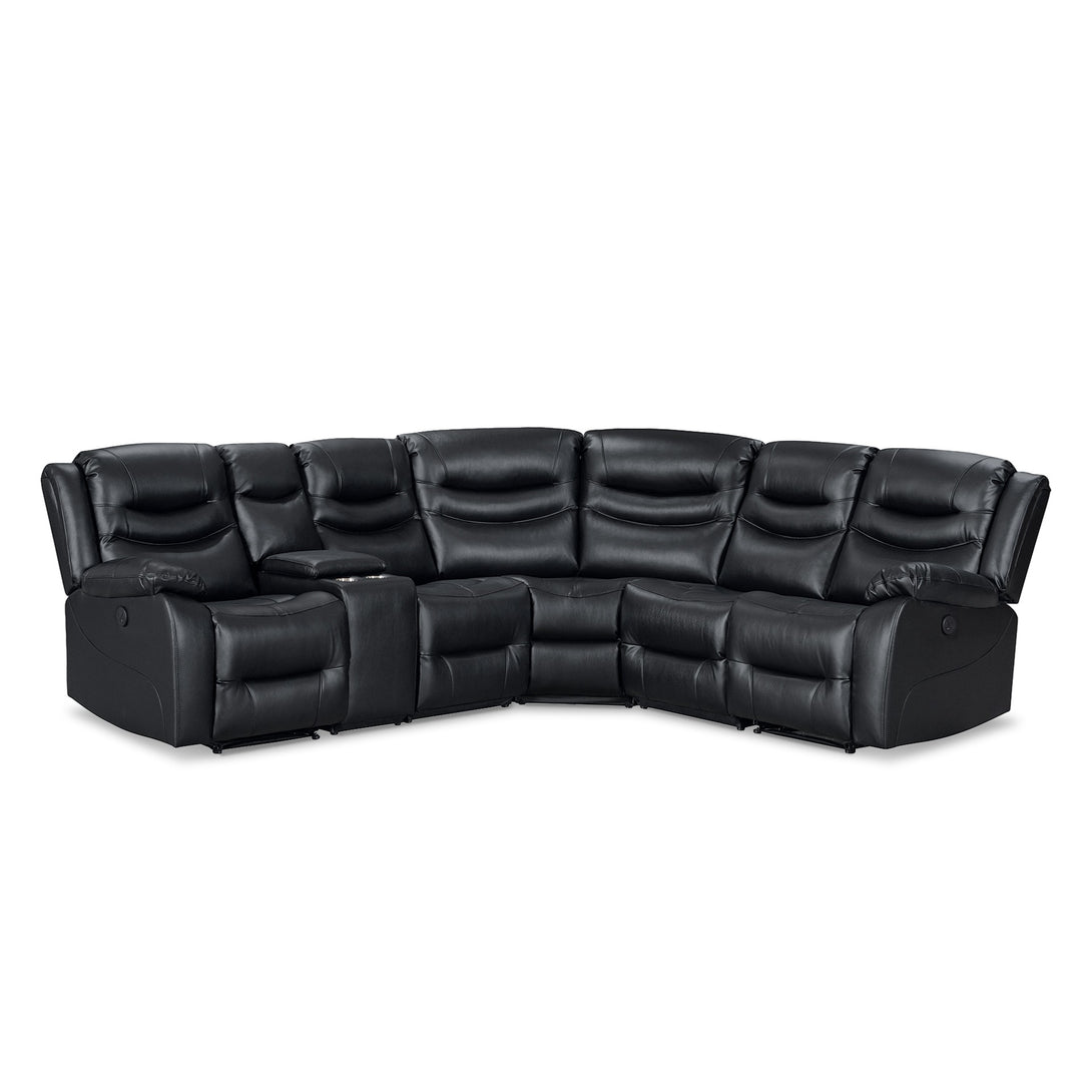 Silverdale Air Leather Electric Recliner Corner Sofa - Black