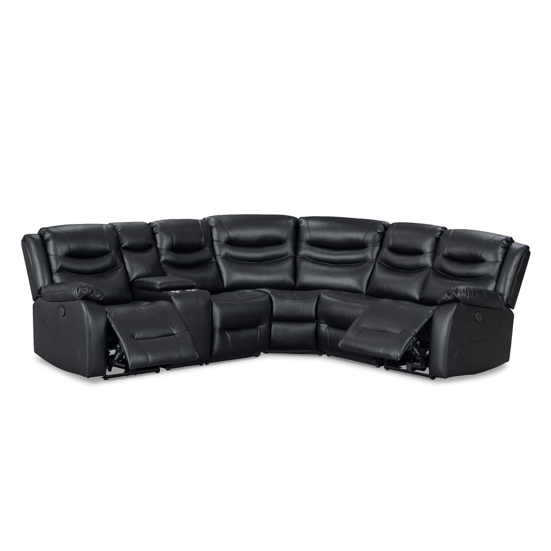 Silverdale Air Leather Electric Recliner Corner Sofa - Black