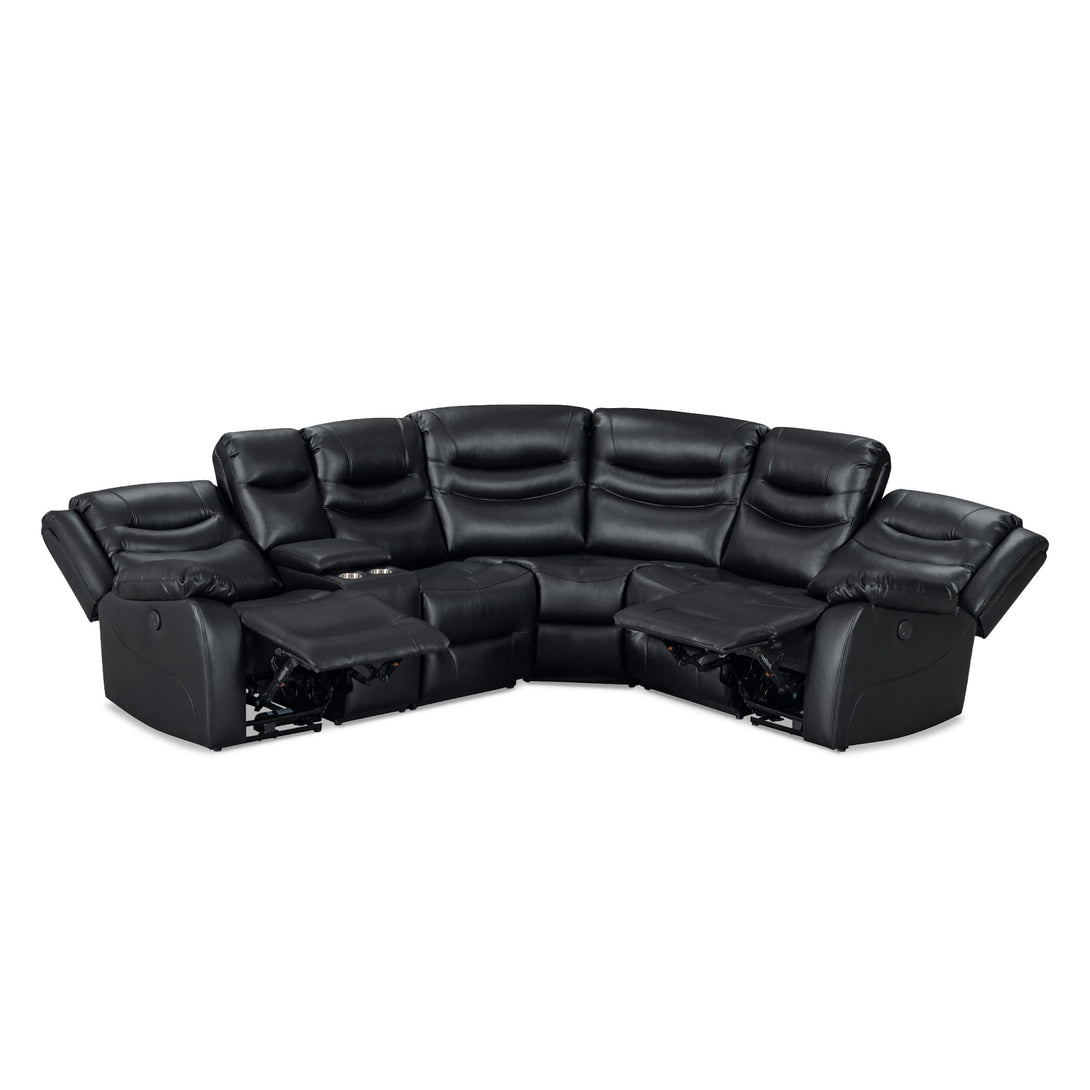 Silverdale Air Leather Electric Recliner Corner Sofa - Black