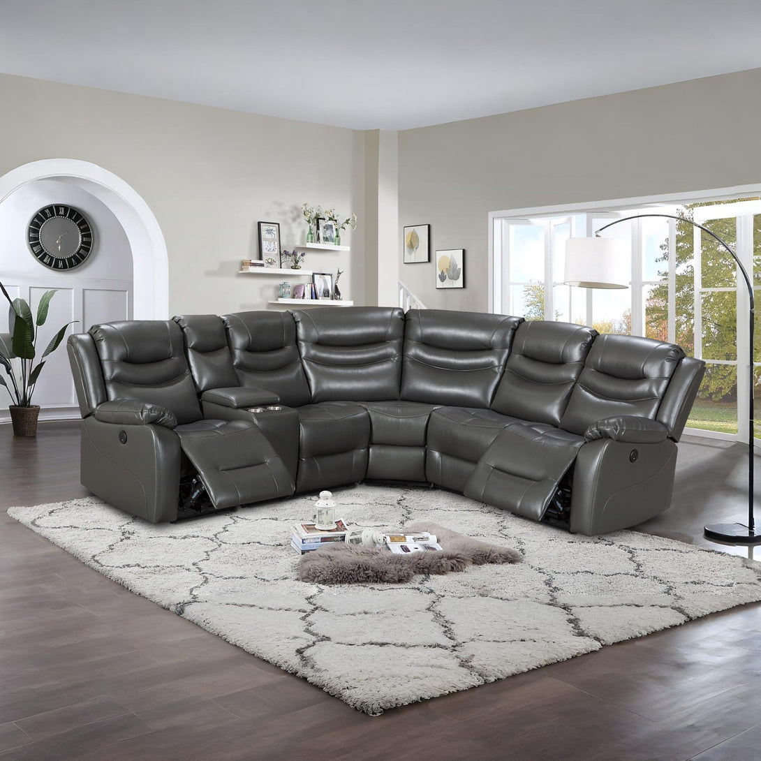 Silverdale Air Leather Electric Recliner Corner Sofa - Grey