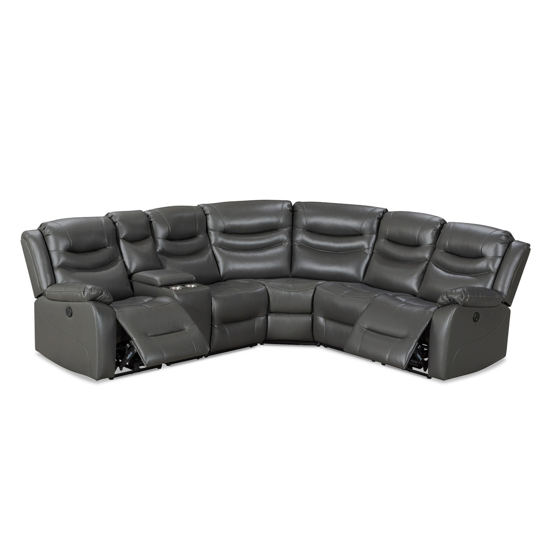 Silverdale Air Leather Electric Recliner Corner Sofa - Grey