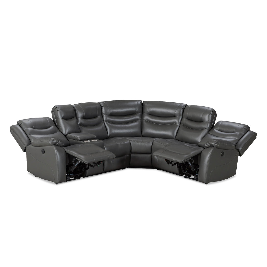 Silverdale Air Leather Electric Recliner Corner Sofa - Grey
