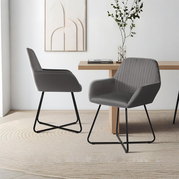Jesus Velvet Upholstery Dining Chairs - Set of 2 - Grey