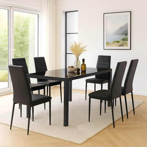 Samuel 7 Piece 1.6m Dining Set - Black