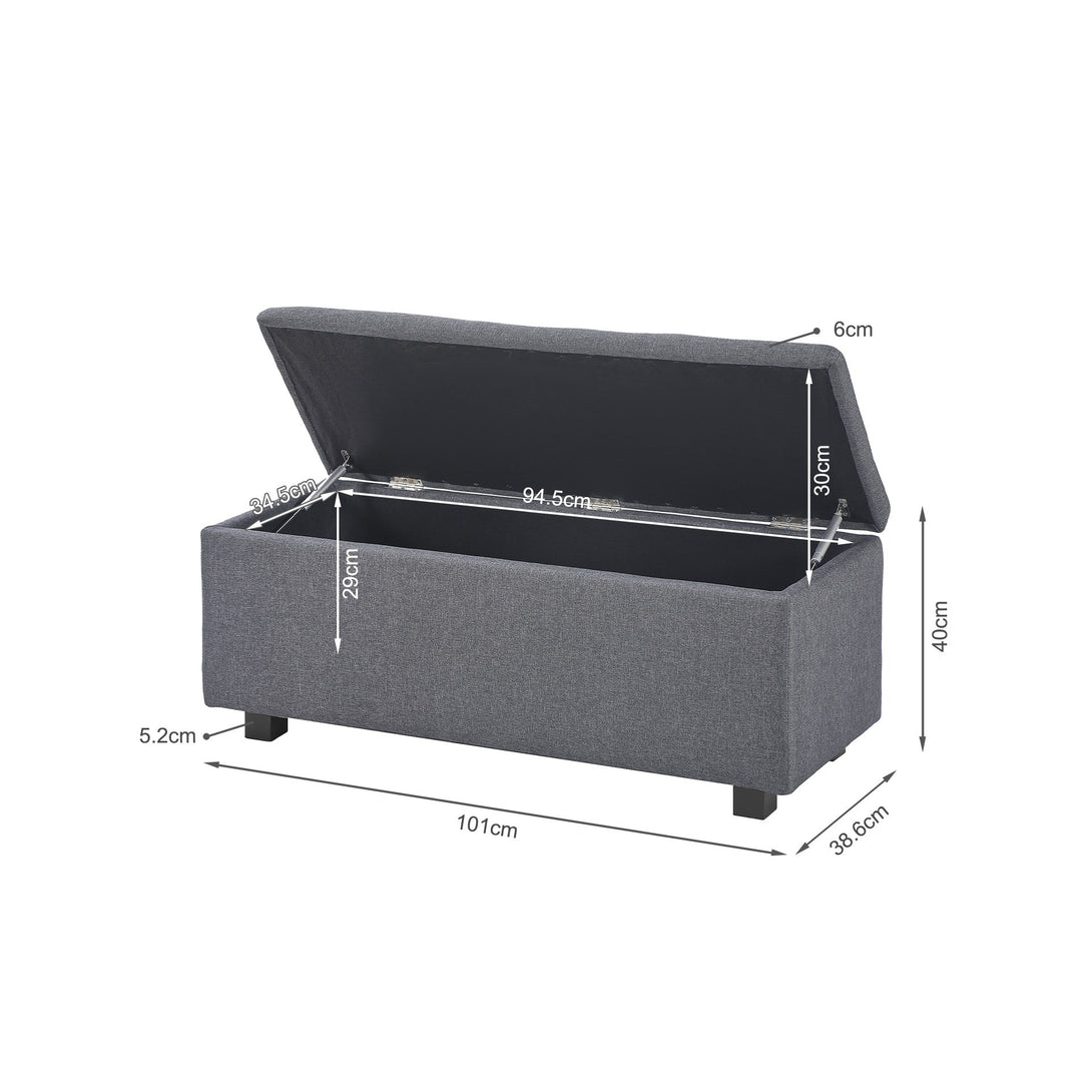 Alexander Storage Ottoman Bench - Dark Grey