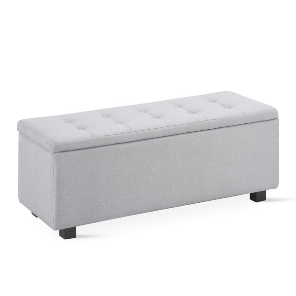 Alexander Storage Ottoman Bench - Light Grey