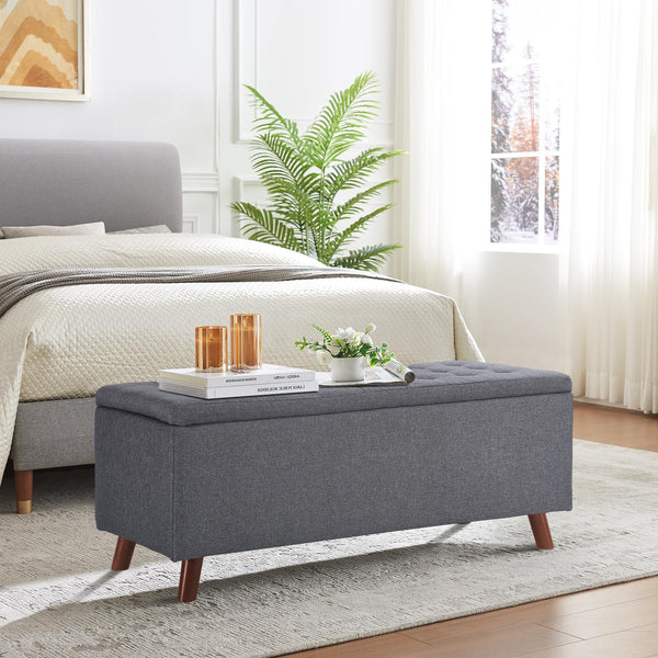 Levi Storage Ottoman Bench - Dark Grey