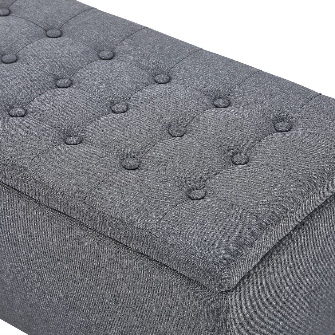 Levi Storage Ottoman Bench - Dark Grey