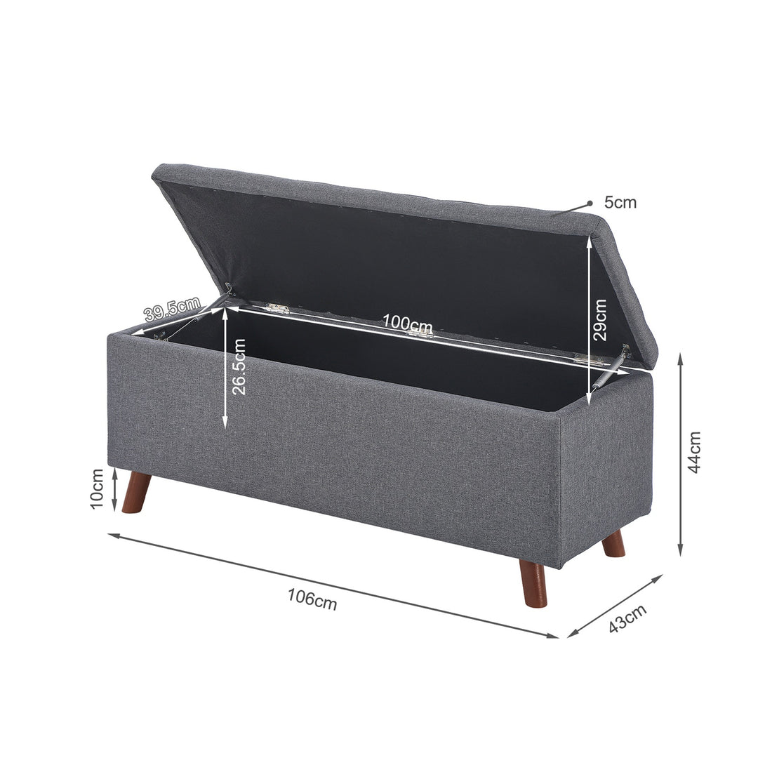 Levi Storage Ottoman Bench - Dark Grey