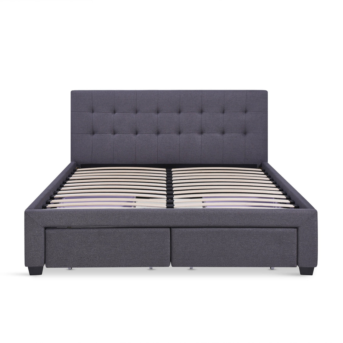 Eleanor Double Bed Frame with 4 Drawers - Dark Grey