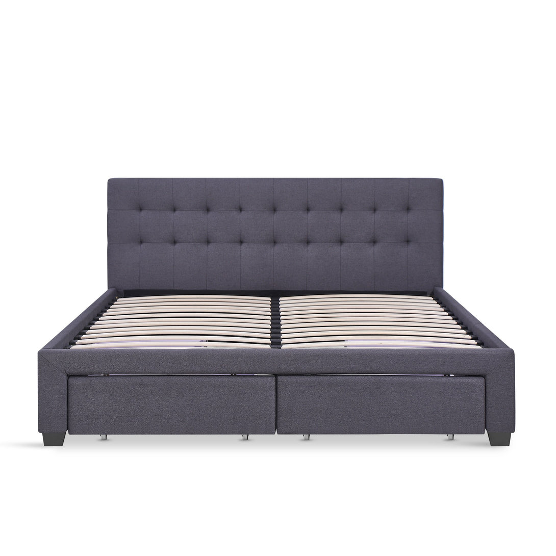 Eleanor Queen Bed Frame with 4 Drawers - Dark Grey