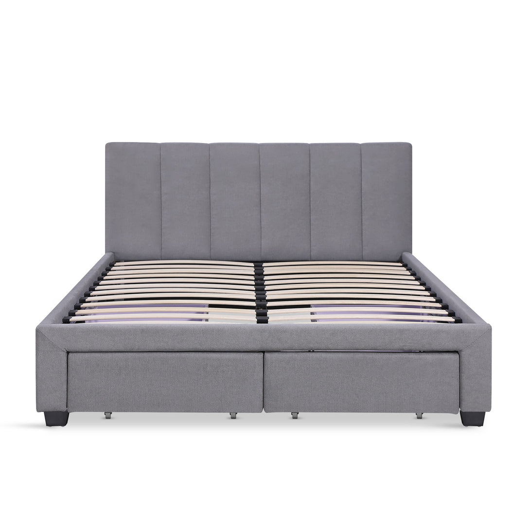 Charlotte Double Bed Frame with 4 Drawers - Light Grey