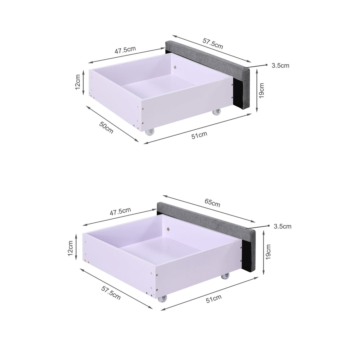 Charlotte Double Bed Frame with 4 Drawers - Light Grey