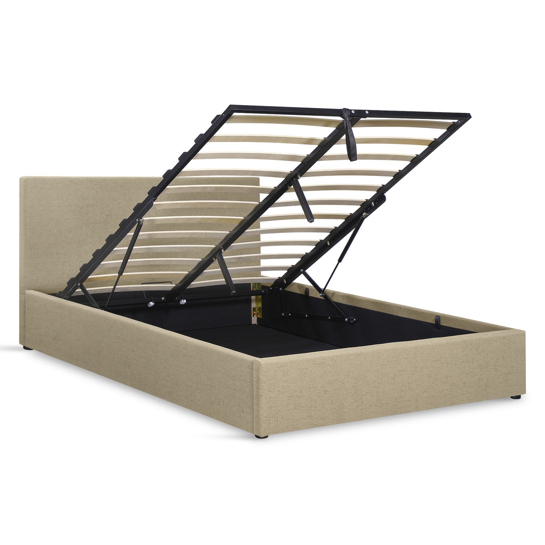 Violet Double Gas Lift Bed Frame - Beige