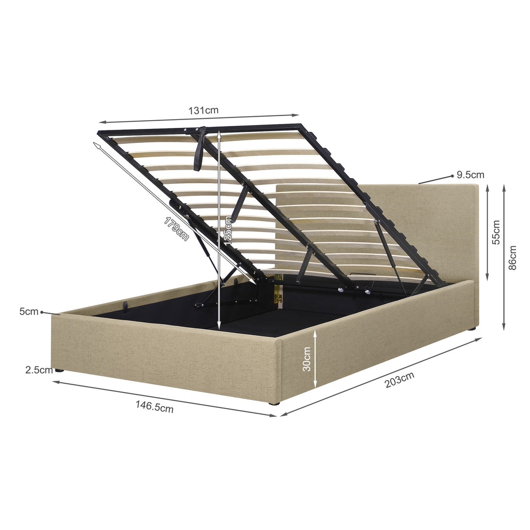 Violet Double Gas Lift Bed Frame - Beige