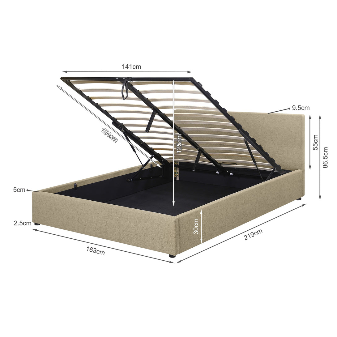 Violet Queen Gas Lift Bed Frame - Beige