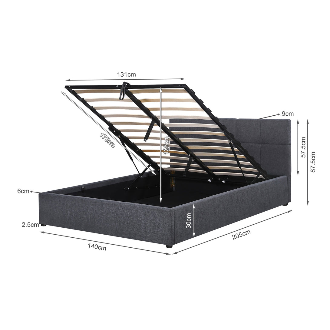 Elizabeth Double Gas Lift Bed Frame - Dark Grey