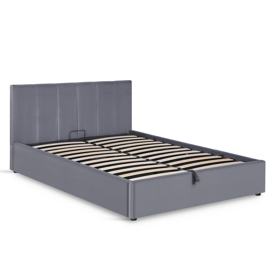 Penelope Double Gas Lift Velvet Bed Frame - Grey