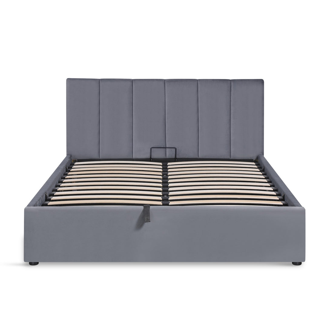 Penelope Double Gas Lift Velvet Bed Frame - Grey