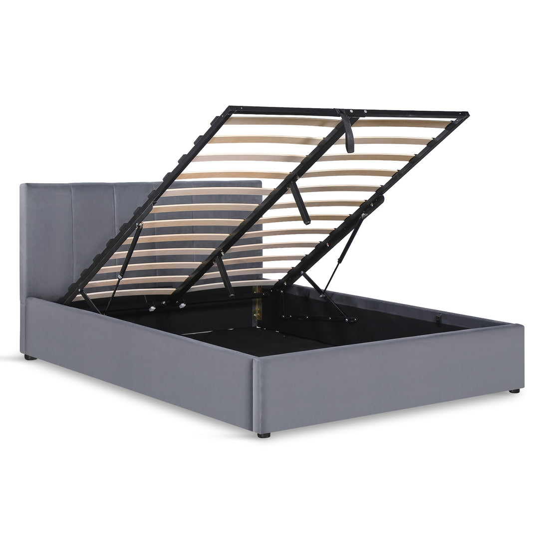 Penelope Double Gas Lift Velvet Bed Frame - Grey