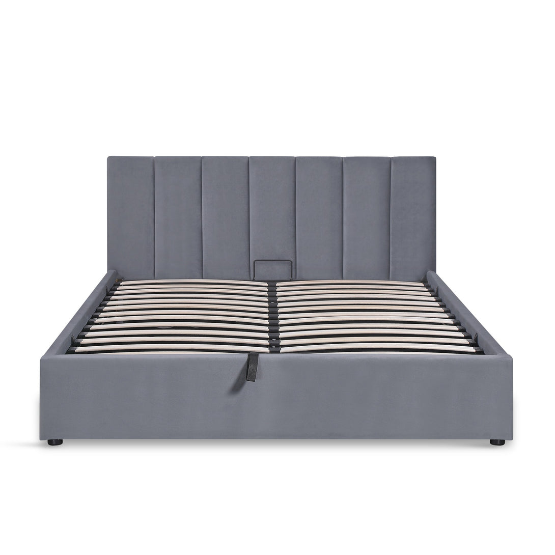 Penelope Queen Gas Lift Velvet Bed Frame - Grey