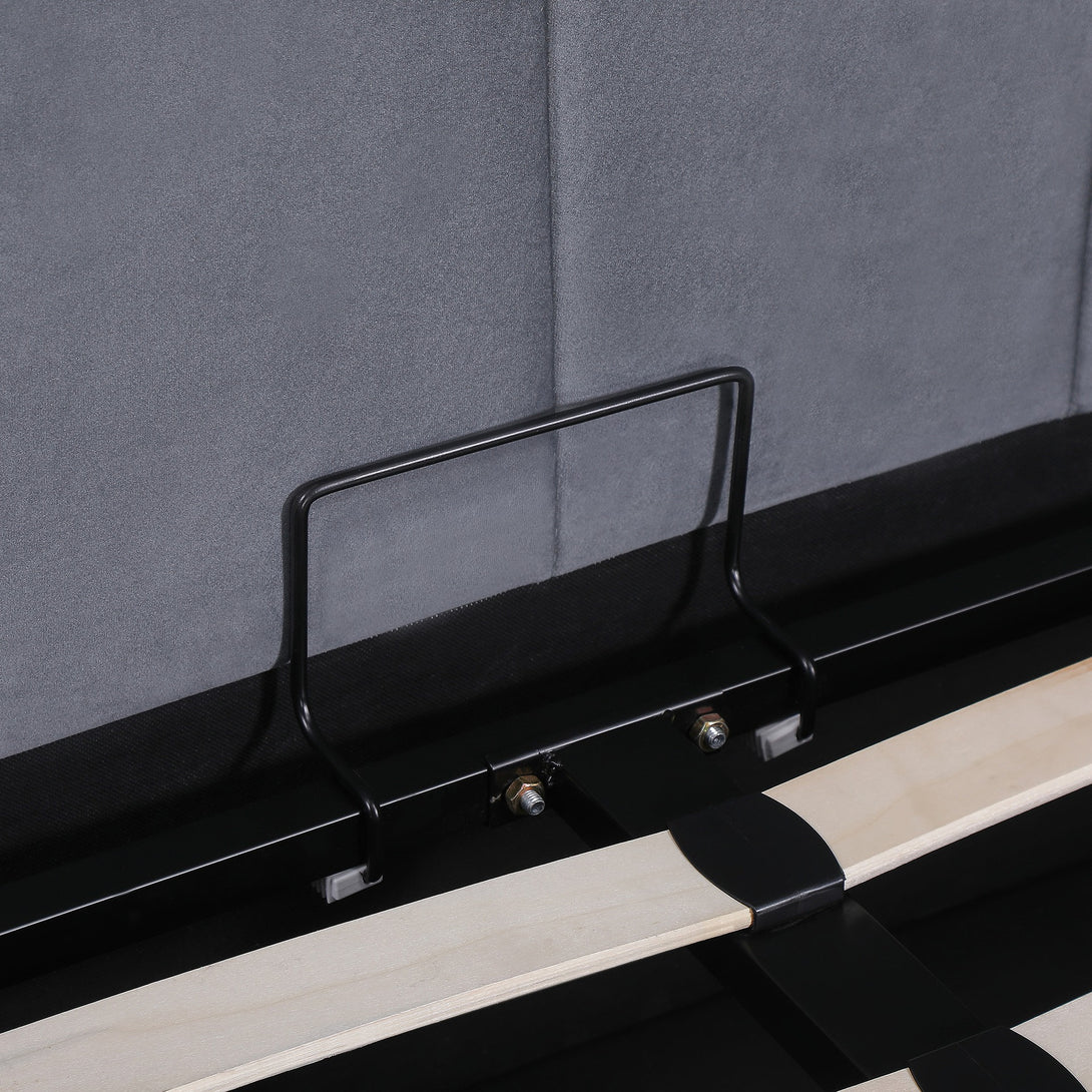 Penelope Queen Gas Lift Velvet Bed Frame - Grey