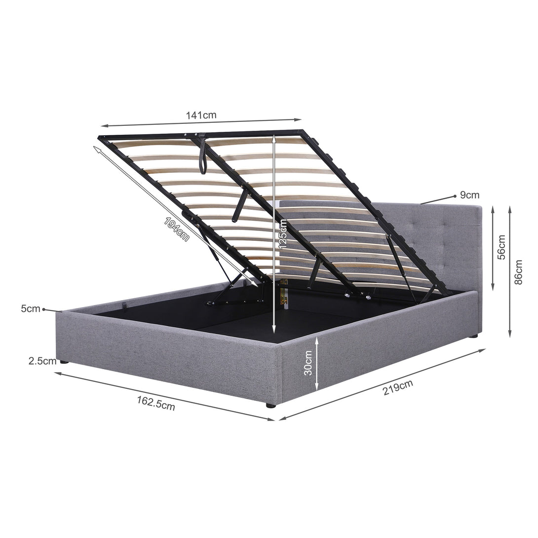 Abigail Queen Gas Lift Bed Frame - Grey