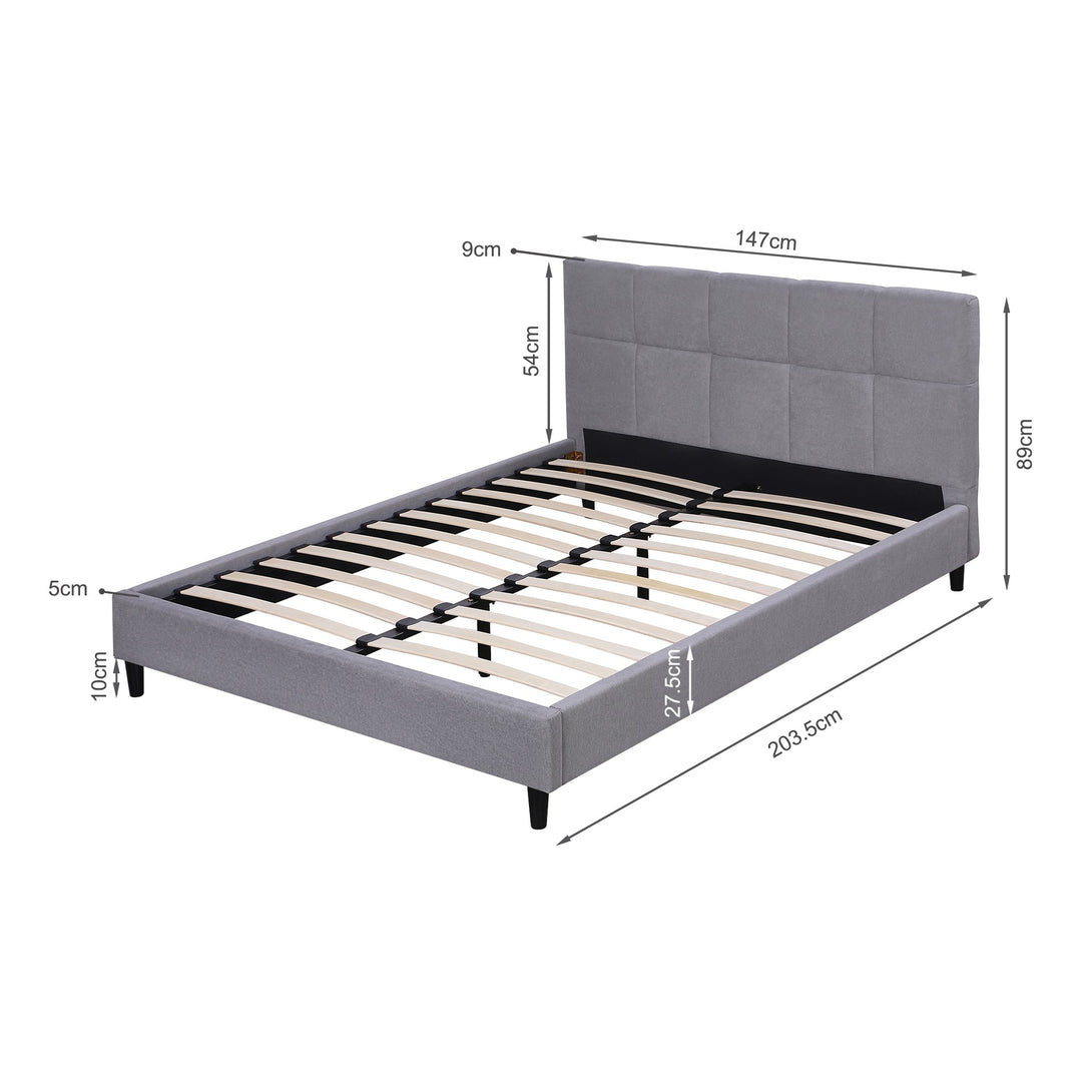 Nora Double Bed Frame - Light Grey