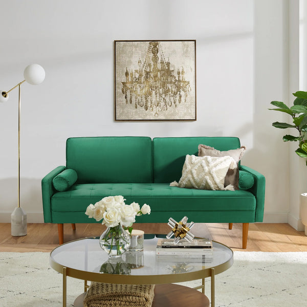 Alaina Velvet 3 Seater Sofa - Green