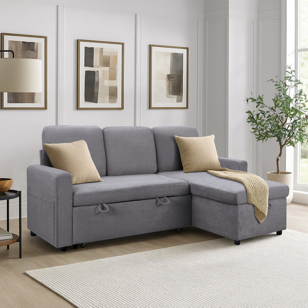 Amy 3 Seater Sofa Bed with Storage - Light Grey