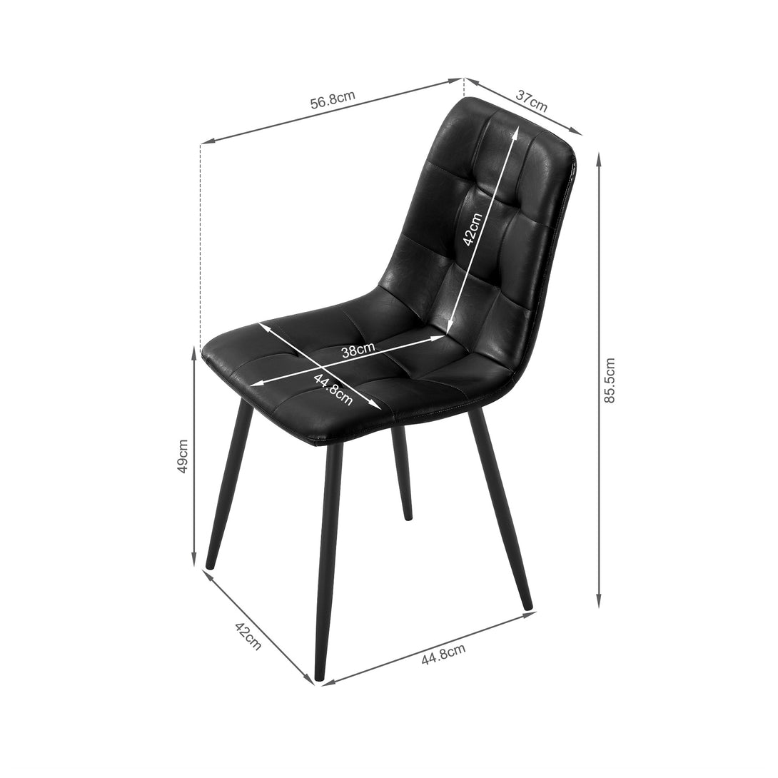 David PU Leather Dining Chair - Set of 4 - Black