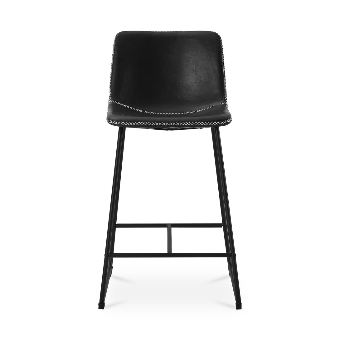 Luke PU Leather Bar Stool - Set of 2 - Black