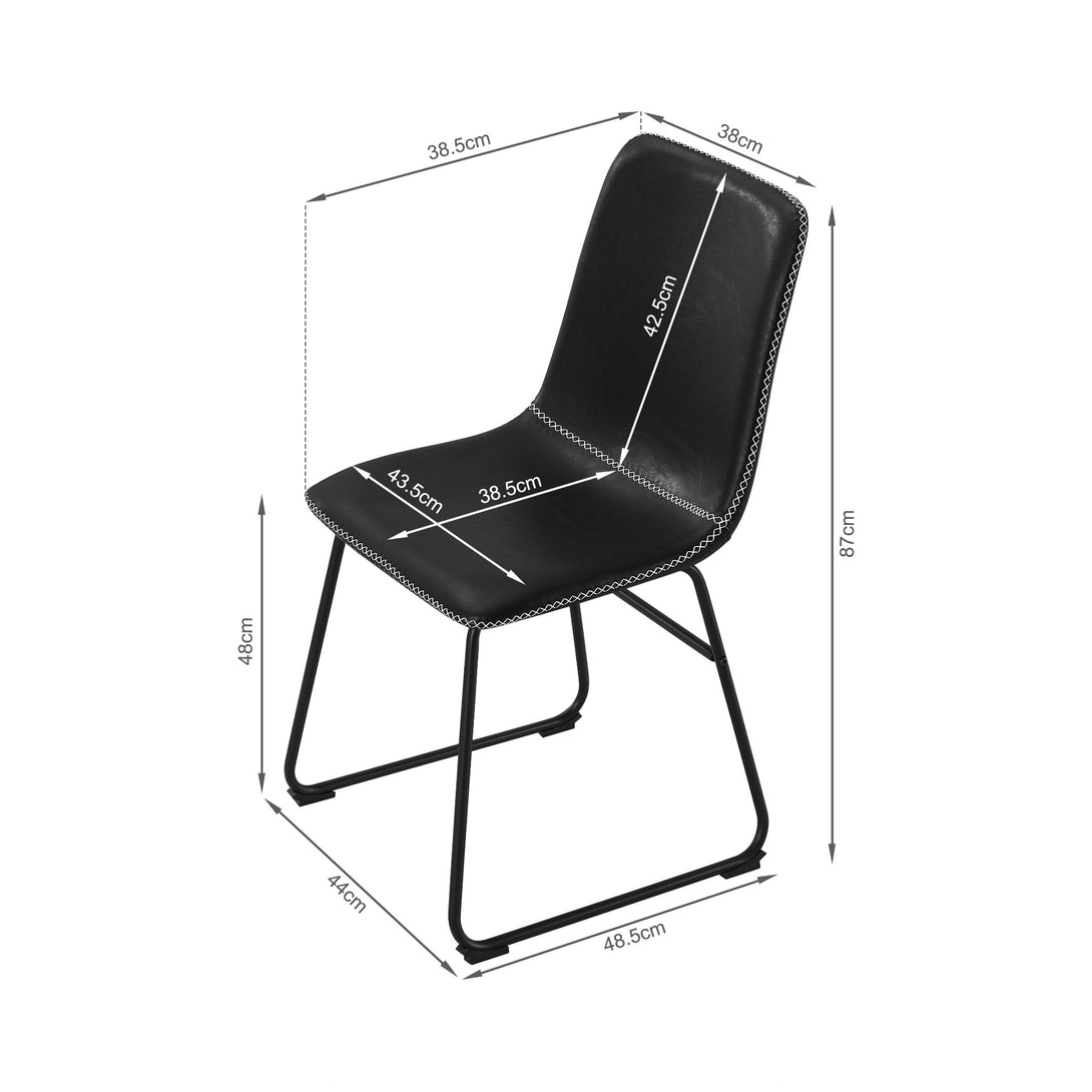 Grayson PU Leather Dining Chair - Set of 2 - Black