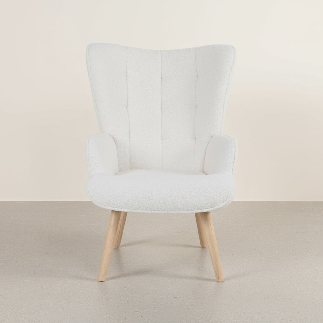 Emma Armchair with Ottoman - White