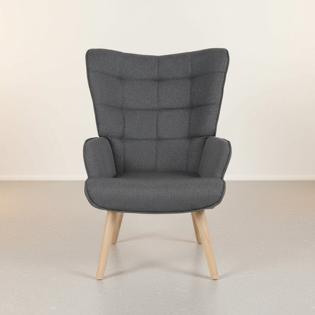 Emma Armchair with Ottoman - Grey
