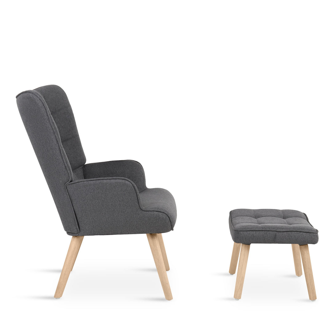 Emma Armchair with Ottoman - Grey