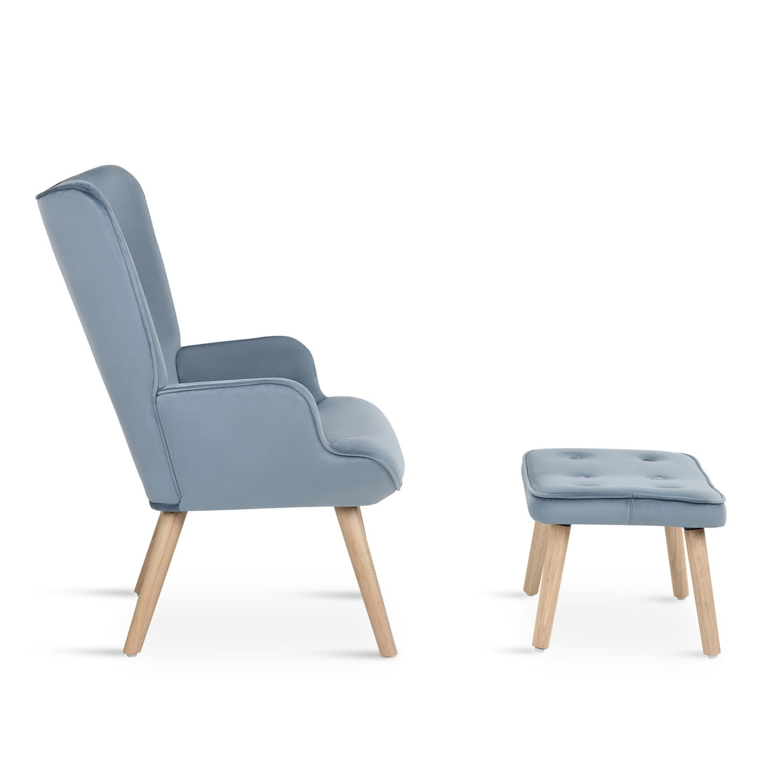 Olivia Armchair with Ottoman - Blue