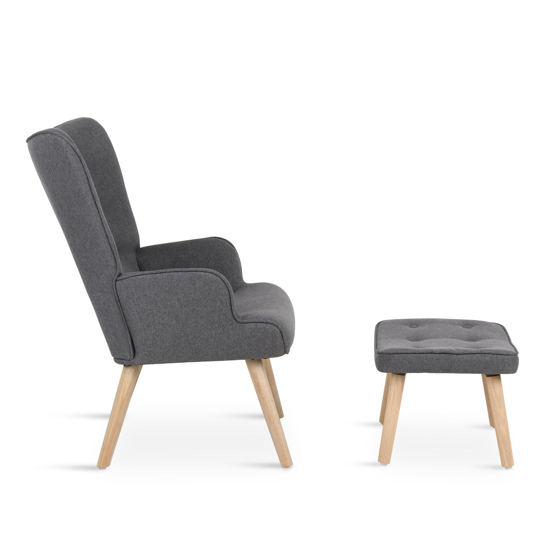 Olivia Armchair with Ottoman - Grey