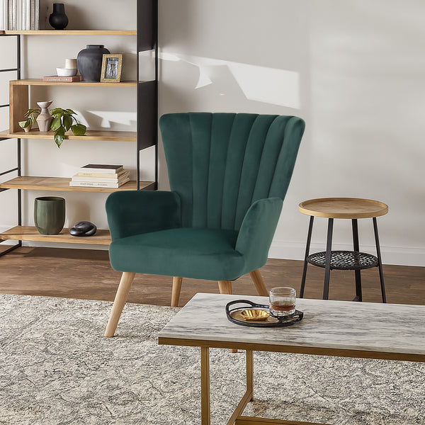 Neil Velvet Armchair - Green
