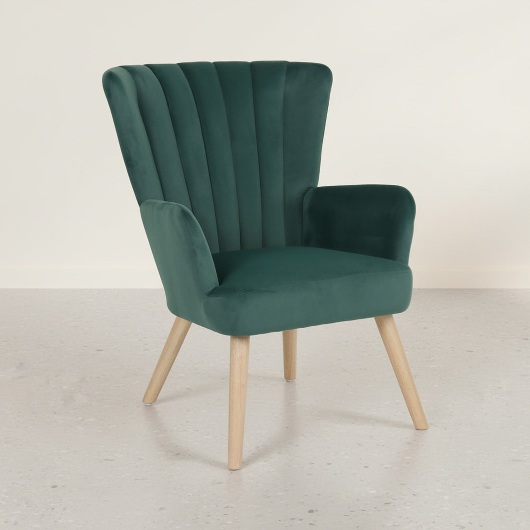 Neil Velvet Armchair - Green