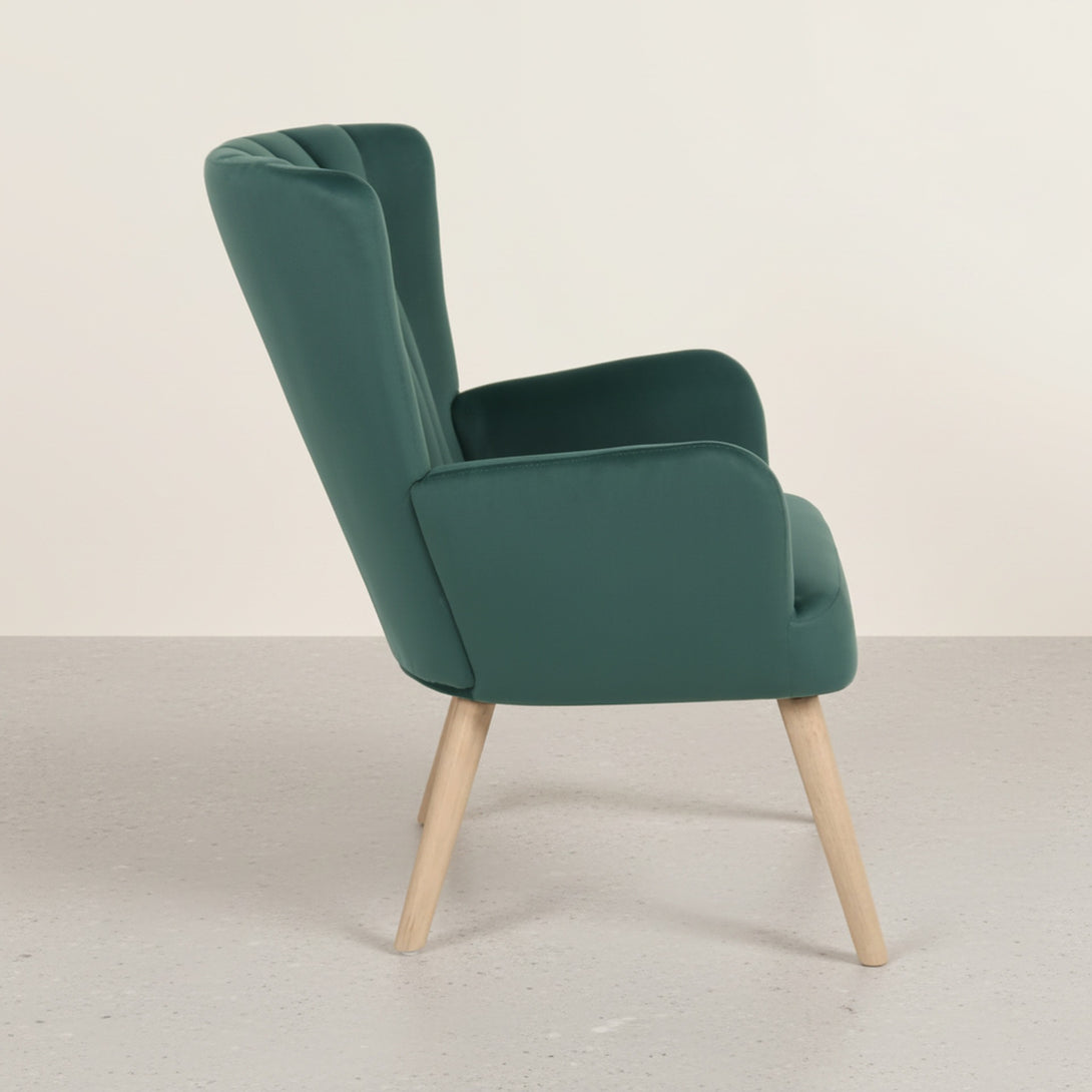 Neil Velvet Armchair - Green
