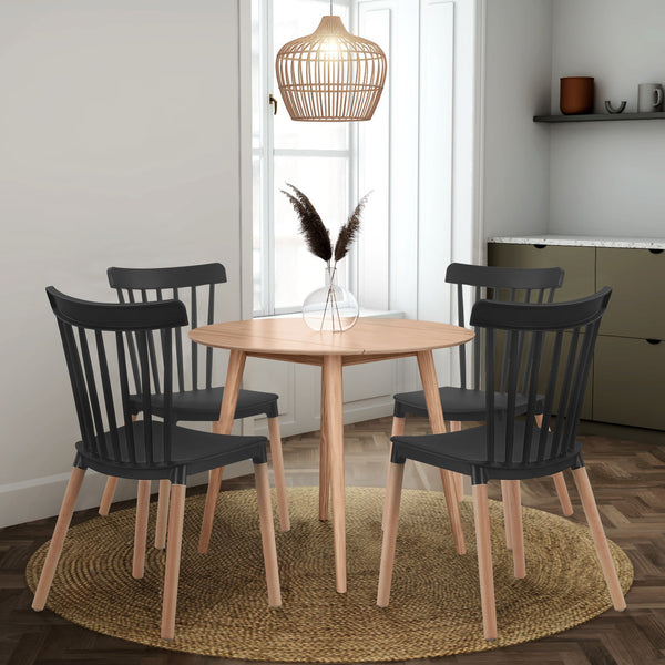 Cooper Dining Chair - Set of 4 - Black + Oak