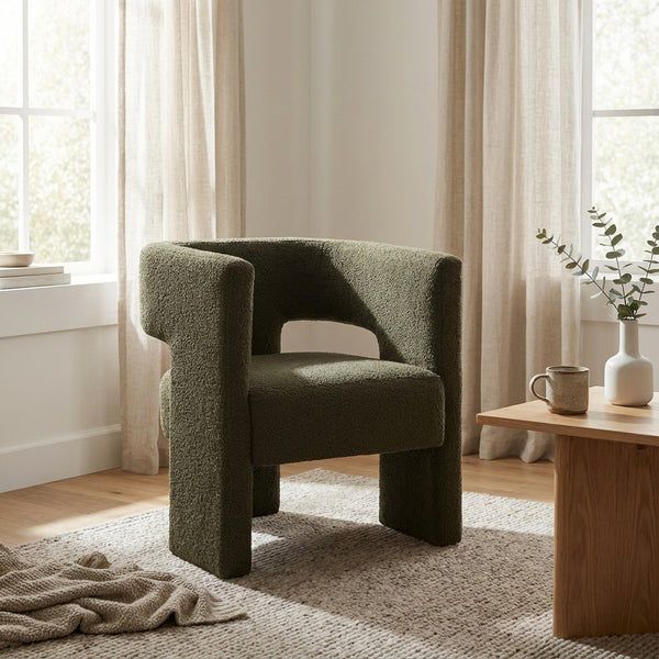 Rivo Boucle Armchair - Dark Green