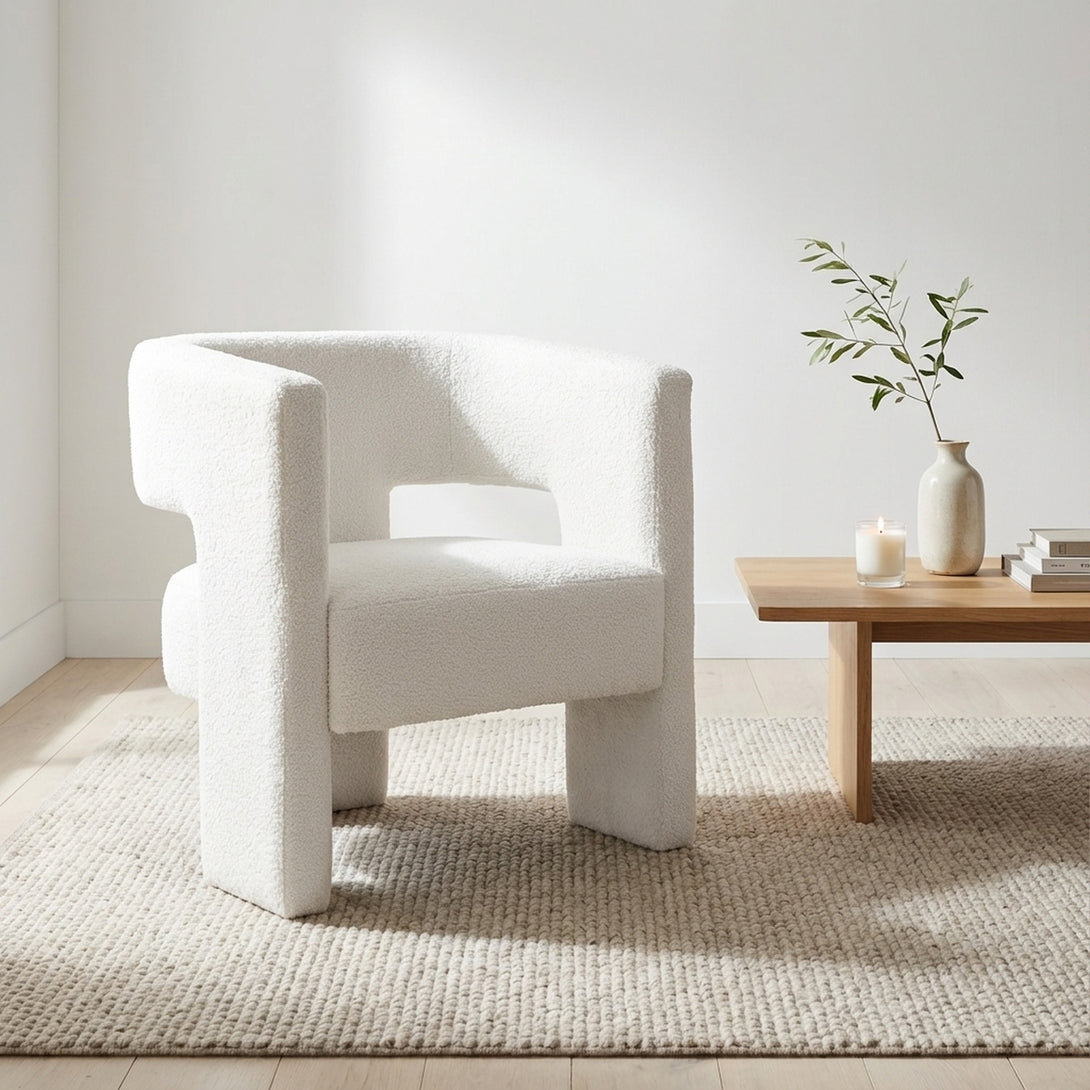 Rivo Boucle Armchair - White