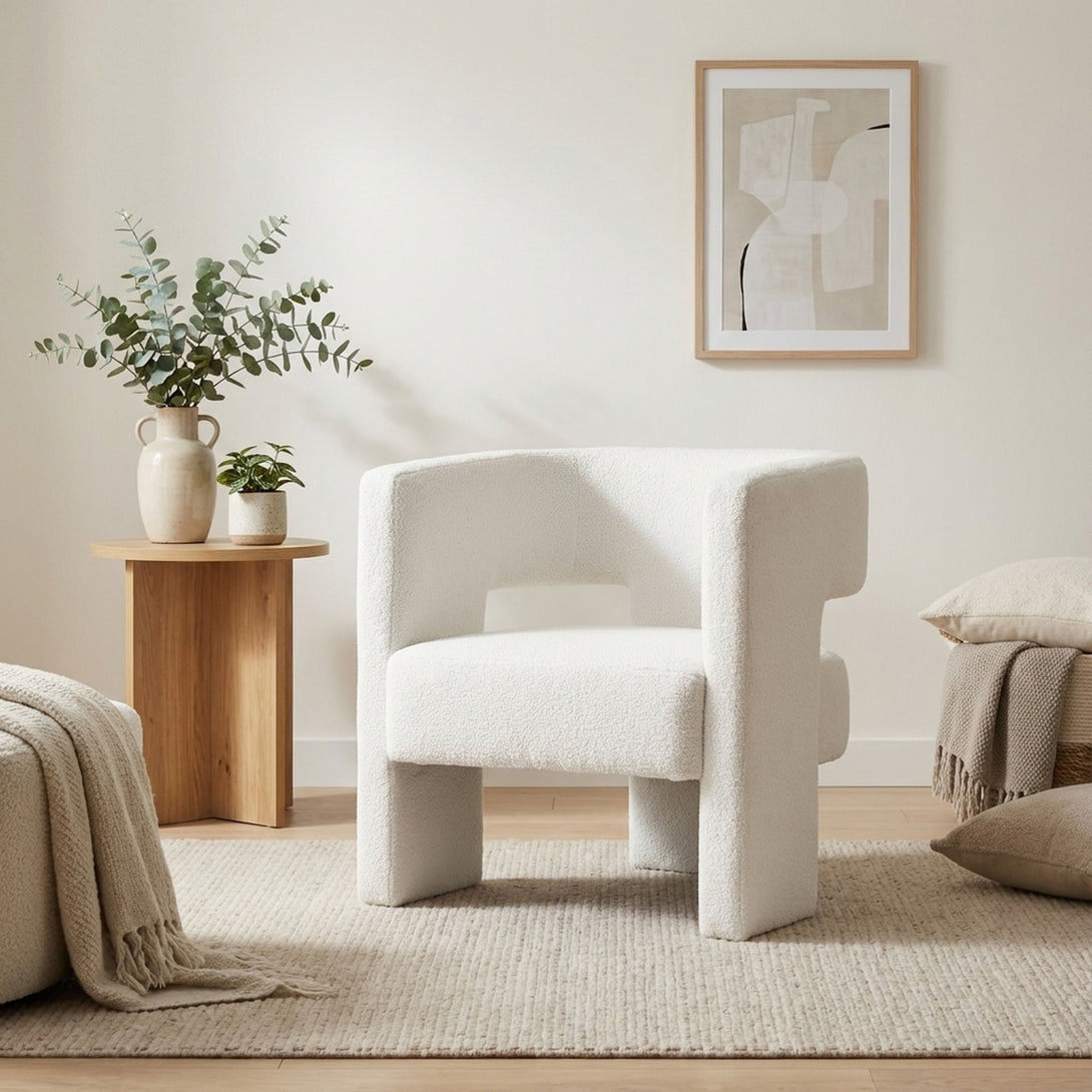 Rivo Boucle Armchair - White