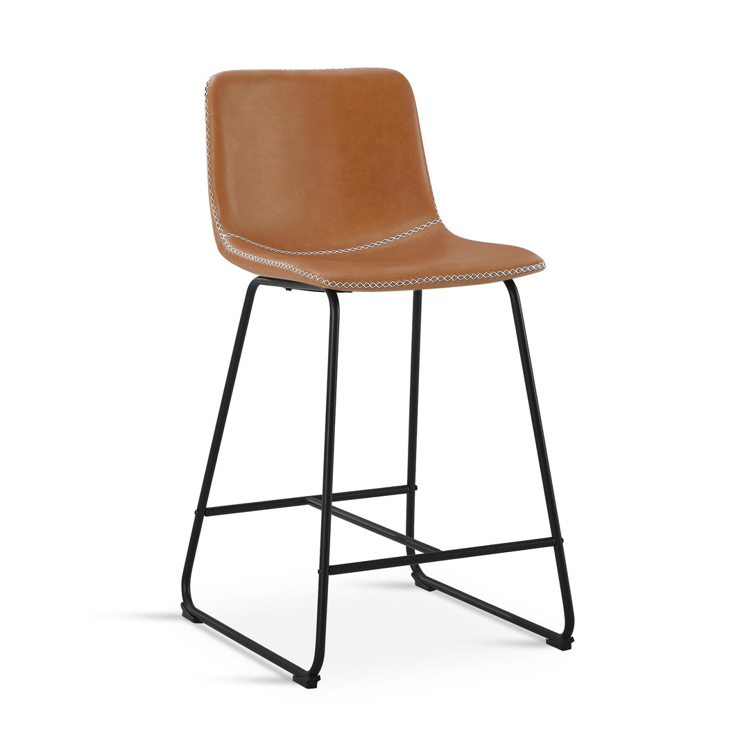 Luke PU Leather Bar Stool - Set of 2 - Orange