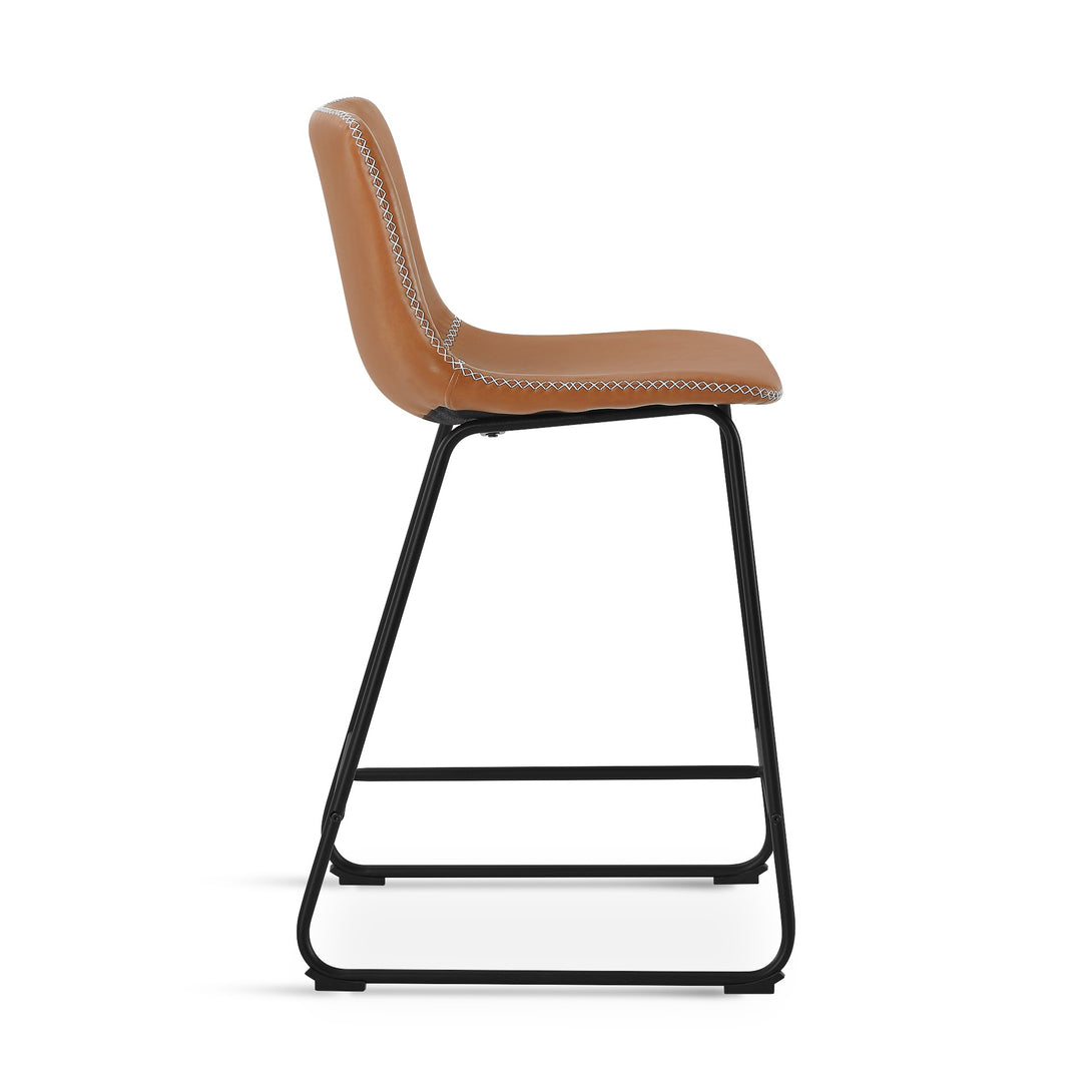 Luke PU Leather Bar Stool - Set of 2 - Orange