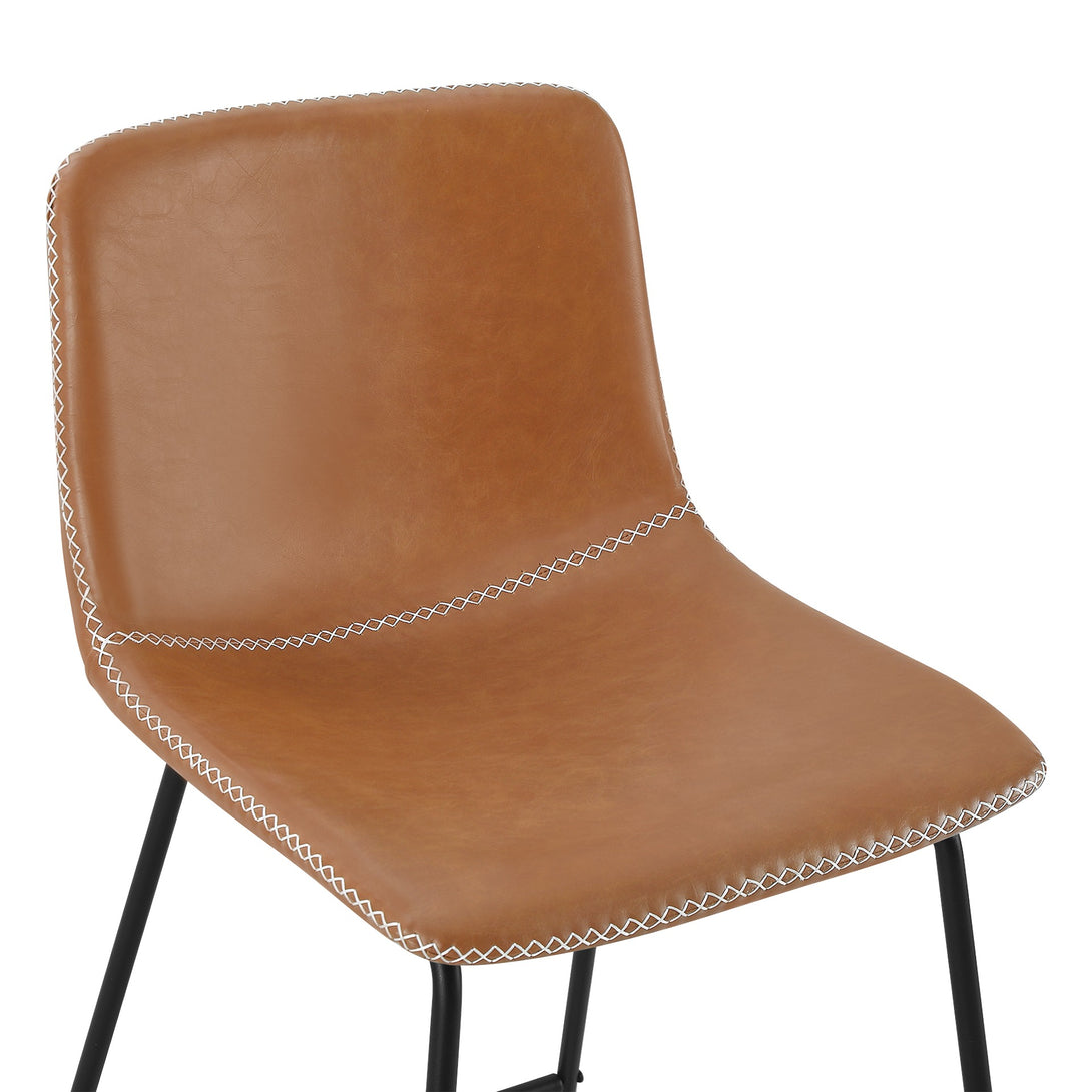 Luke PU Leather Bar Stool - Set of 2 - Orange