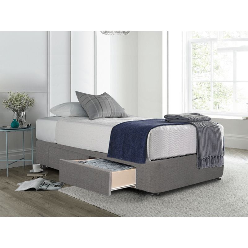 Charles Fabric King Single Bed Base 2, King Bed With Storage Underneath Nz